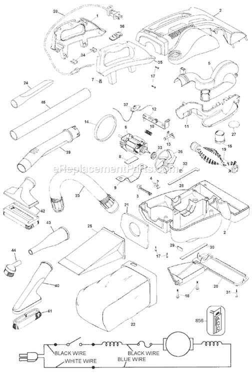 Page A Diagram and Parts List for AC8000 Type 1 Black and Decker Upright Vacuum